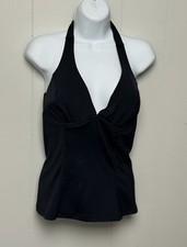 Athleta Tankini Top Only Black Halter Style Size 34D/DDT