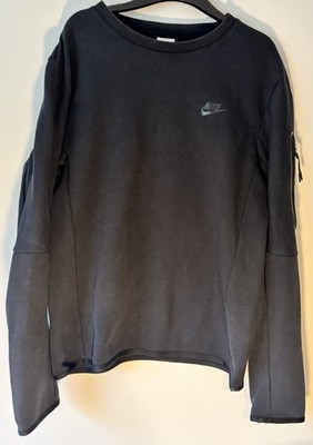 Nike Tech Fleece Sweatshirt Herren M schwarz Rundhals CU4505-010 Ärmeltasche