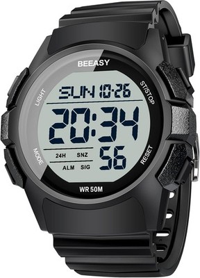 Beeasy Men Digital Sports Watch,Waterproof Watch with Stopwatch Black 