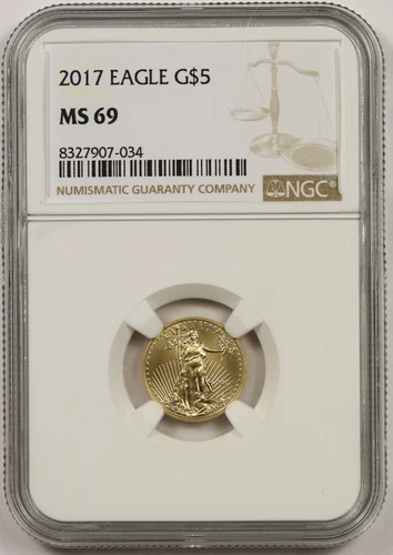 2017 American Gold Eagle $5 MS 69 NGC Tenth-Ounce 1/10 oz.
