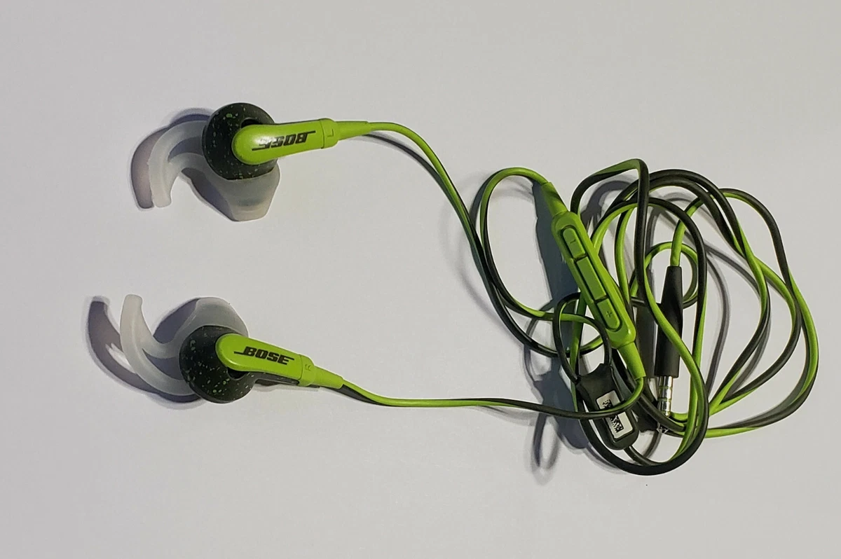 Energy Green Bose SoundSport Headphones with CONTROL KNOB ISSUE Read Details