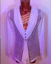 M523 Men Ballroom Latin/Rhythm/ Salsa Competition Dance shirt white/ nude L