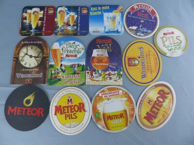 Lot of 13 Different METEOR Beer Beer Mats Bierviltje Bierdeckel E40