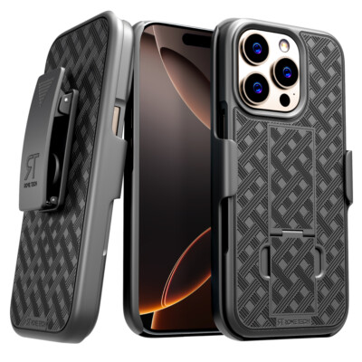 For iPhone 16 Pro Max 16 Pro 16 Plus Hybrid Belt Clip Holster Combo Case Cover