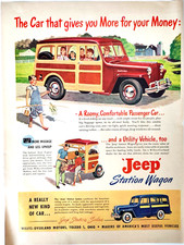 Willys Overland Jeep Station Wagon Woody 1949 Car Ad Magazine Print Fishing Willys Overland Jeep Station Wagon Woody 1949 Car Ad Magazine Print Fishing
