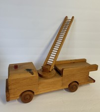 Vintage handmade Wood Firetruck Engine Toy SIGNED DATED