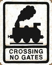 LEVEL CROSSING NO GATES TRAIN RAILWAY STATION HORNBY METAL PLAQUE TIN SIGN 717