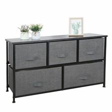 5 Drawers Storage Cabinet Grey Vertical Dresser Storage Tower Organizer Home