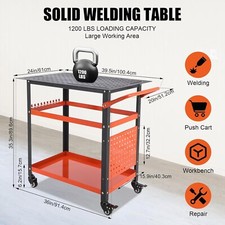 36"x24" Rolling Welding Table Portable Welding Cart 600 LBS Load Capacity Steel