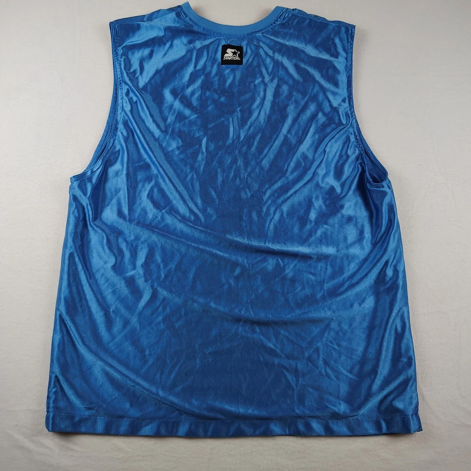 VTG Starter Shirt Mens Large Blue Revesable T Cut Solid / Mesh Logo Sleeveless - Image 4 of 4
