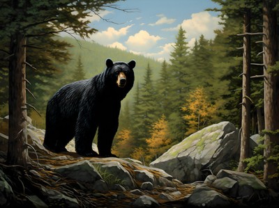 Nature Bear Black Forest Canvas Art -Home Decor Wall Art Poster Print Painting