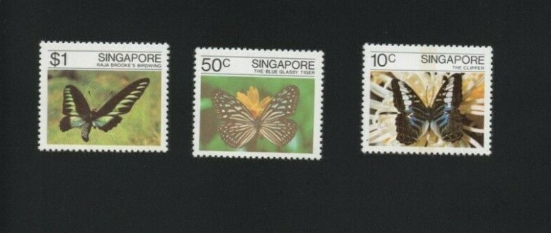 SINGAPORE 1982 BUTTERFLIES SCOTT 387-9 MNH