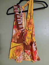Free People Hot Tropics Tank in Mango Combo Floral Boho Size XLarge XL New Tie