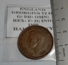 Vintage, Antique, Rare Coin. British HALF PENNY COIN. 1948 GEORGIVS VI ENGLAND.
