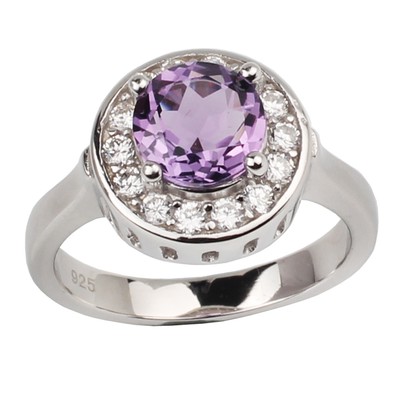 2ct Natural Purple Amethyst 925 Sterling Silver Ring for Women February Jewelry