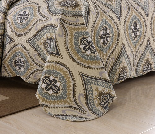 3Pc Quilt Bedspread Sets Bedding Coverlet Bedroom Floral Queen King Size, Joniy - Picture 4 of 8