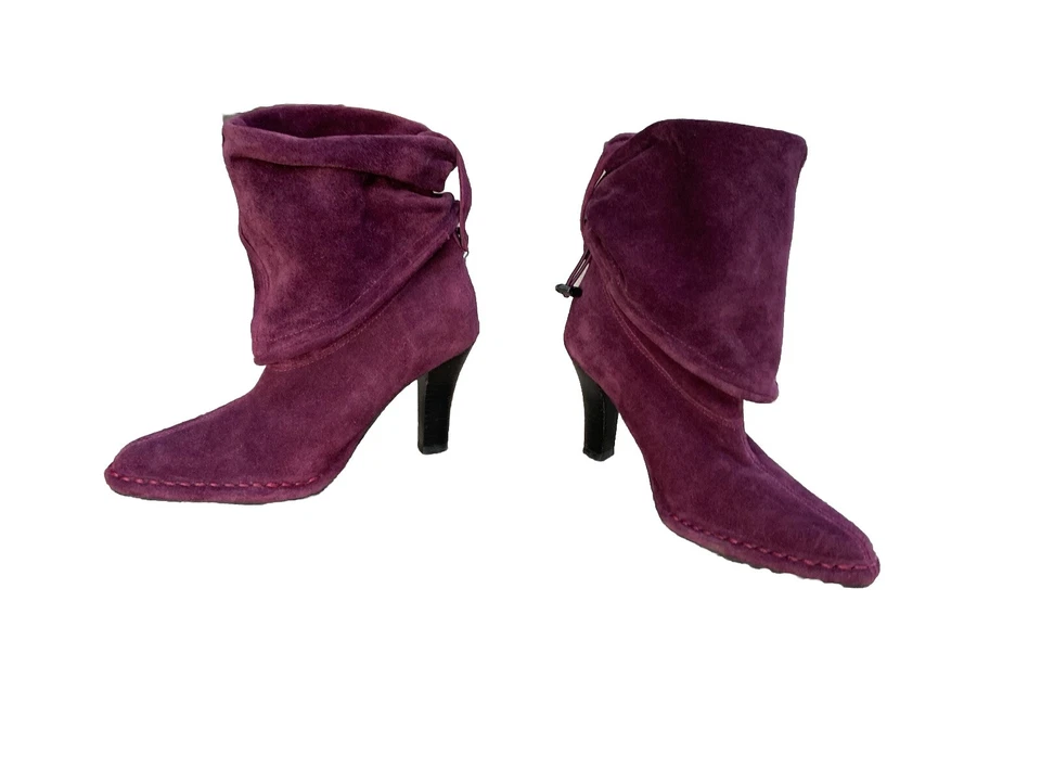 紫色人造麂皮绒懒人靴 2 Way Wear 尺码 5 Boss Lady Hollywood — 第 2/4 张图片