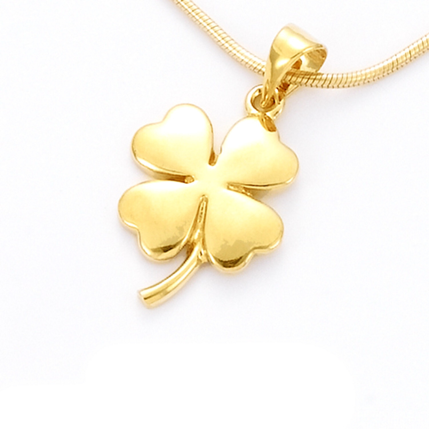 Pendentif trèfle porte-bonheur plaqué or, bijou porte-chance discret