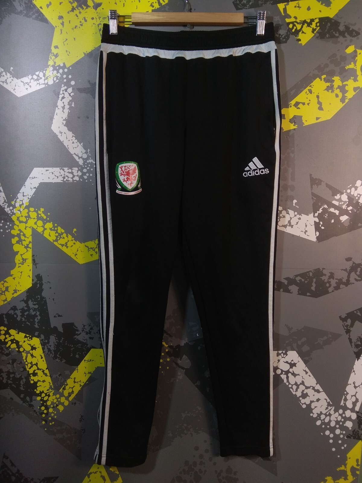 Wales Team Training Football Soccer Pants Black Adidas Men Size M ig93