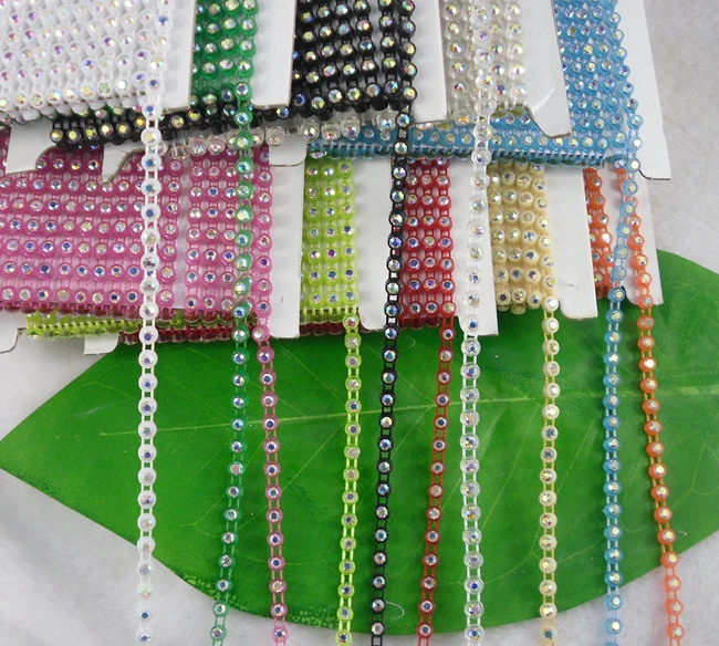 SS12 3mm Grado A Cristal AB Diamantes de imitación Bandas Ajuste Cadena 10 Yardas Foto 3 de 4