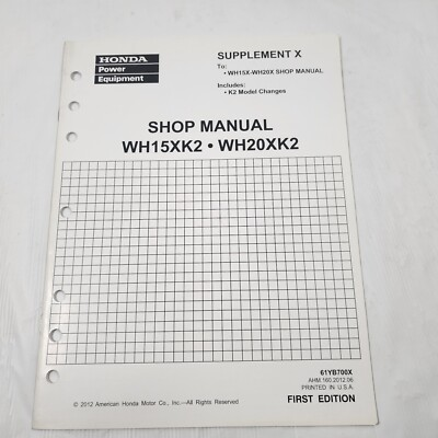 #ad Honda Shop Service Repair Manual Book Water Pump WH15X WH20X WH 15 20 X K2 $13.20