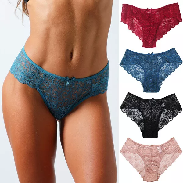 Pack of 3 Womens Ladies Lace French Knickers Briefs Seamless Underwear  Panties