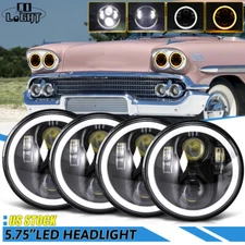 4PCS 5.75" LED Headlights Halo Angel Eye DRL High Low For Chevy Impala 1958-1976