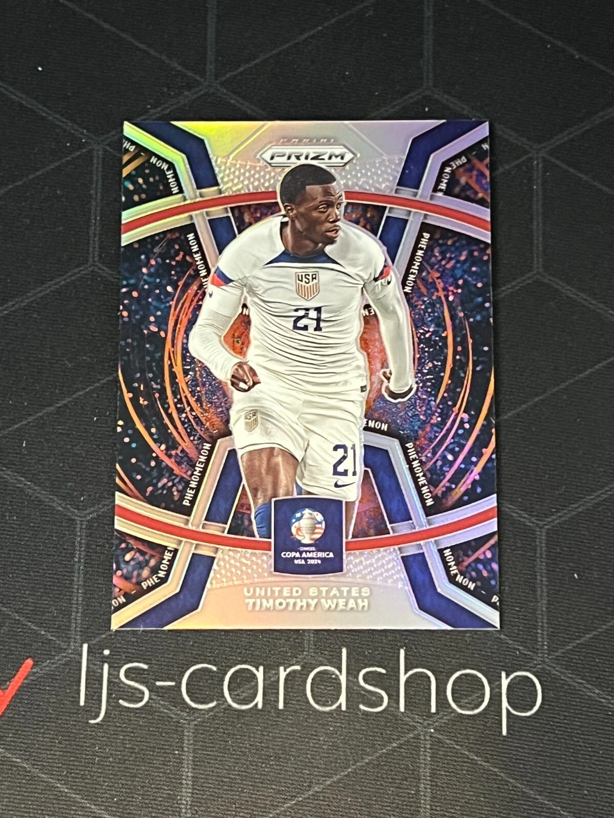 2024 Panini Prizm Copa America Timothy Weah #7 Phenomenon Silver Prizm J1