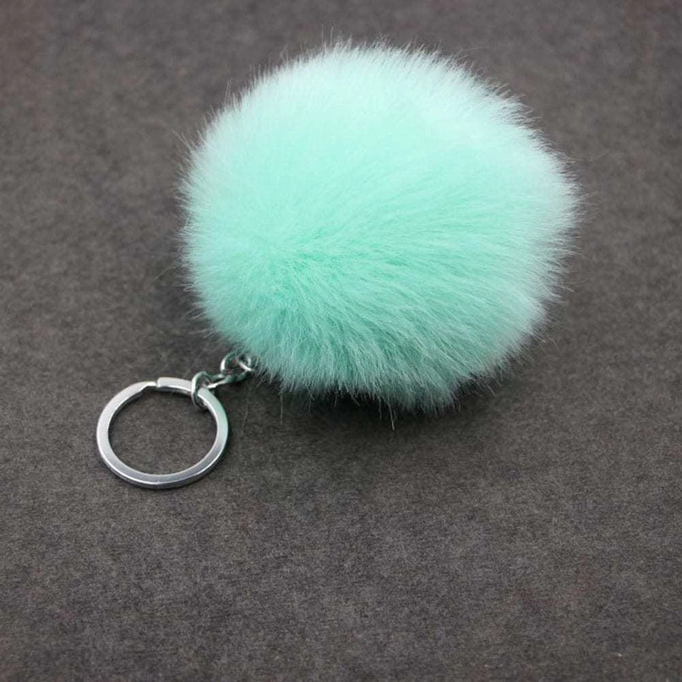 ✅ Porte Clé Bijoux Sac Pompon Doux Fourrure Femme Mode Idèe Cadeau Voiture Fille - Photo 4/4
