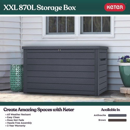 Keter XXL 870L Deck Box Anthracite, Brown eBay
