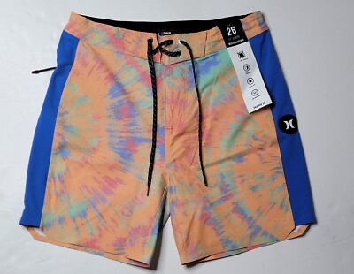 HURLEY PHANTOM+ BOARD SHORTS Mens Sz 26 17'' Length Tie Dye Burst Trunks NEW 