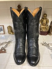 Lucchese USA Black Ostrich Classic Boots Vintage Hand Made 10 D Made in USA