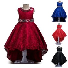 New Flower Trail Wedding Princess Girls Dress Flowergirl Lace Party Kids Clothes
