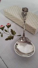 1 L&ouml;ffel Sahnel&ouml;ffel, Christoph Bach,  835 CB Silber Punzen - Motiv Rose Ranken