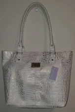 Marc Fisher VTG Synthetic White/Gold Large Dress For Success Croc Tote 🔥