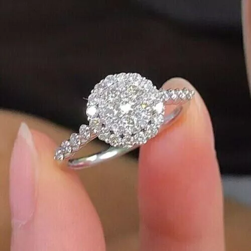 2.00 Ct Round Cut Simulated Diamond Cluster Engagement Ring 925