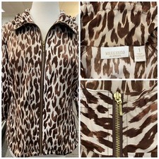 Weekends by Chico's Animal Print Light Jacket 3/4 Sleeve Size 1 US 8 Pre-Owned