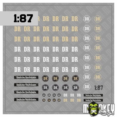 Mehrteiliges Set Deutsche Reichsbahn Beschriftung Decals DDR 1:87 Spur H0 Set B