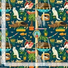 Feline Drive Fabric FELINE FANATIC Cat Trees Navy - Fat Quarter (18"x22") FQ
