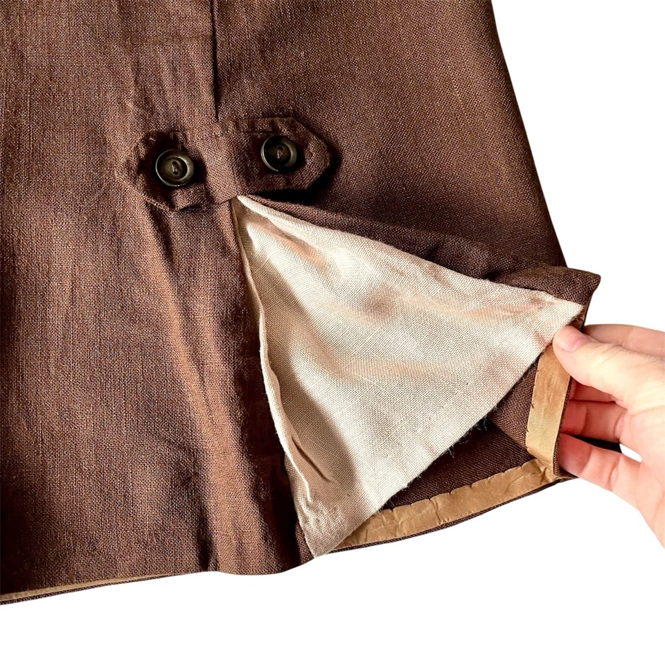 Falda Vintage Años 60 Talla XXS Marrón Chocolate Hecha a Mano Twee Retro Mod Línea A Preppy Foto 4 de 4