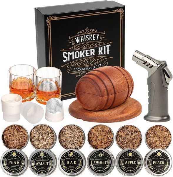 Whiskey Smoker Kit Mit 6 Geschmacksrichtungen Holzchips 2 GläSer 2 Eisballformen-image