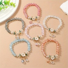 Girls Handmade Flower Daisy Bracelets Crystal Jewelry Chain With Colorful Beaded