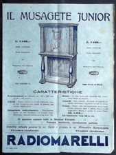 RADIOMARELLI - MUSAGETE volantino in CARTA VELINA  pubblicitario primi anni 30