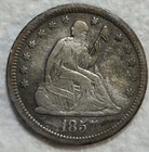 1857 P Seated Liberty Silver Quarter.  Estimated Uncirculated X. Fine 40. A1226.