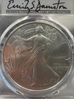 2022 SILVER EAGLE PCGS GEM BU  EMILY DAMSTRA HAND SIGNED FLAG LABEL. 040226