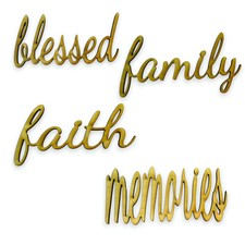 Signs - blessed family faith memories - All 4 - Raw Wood