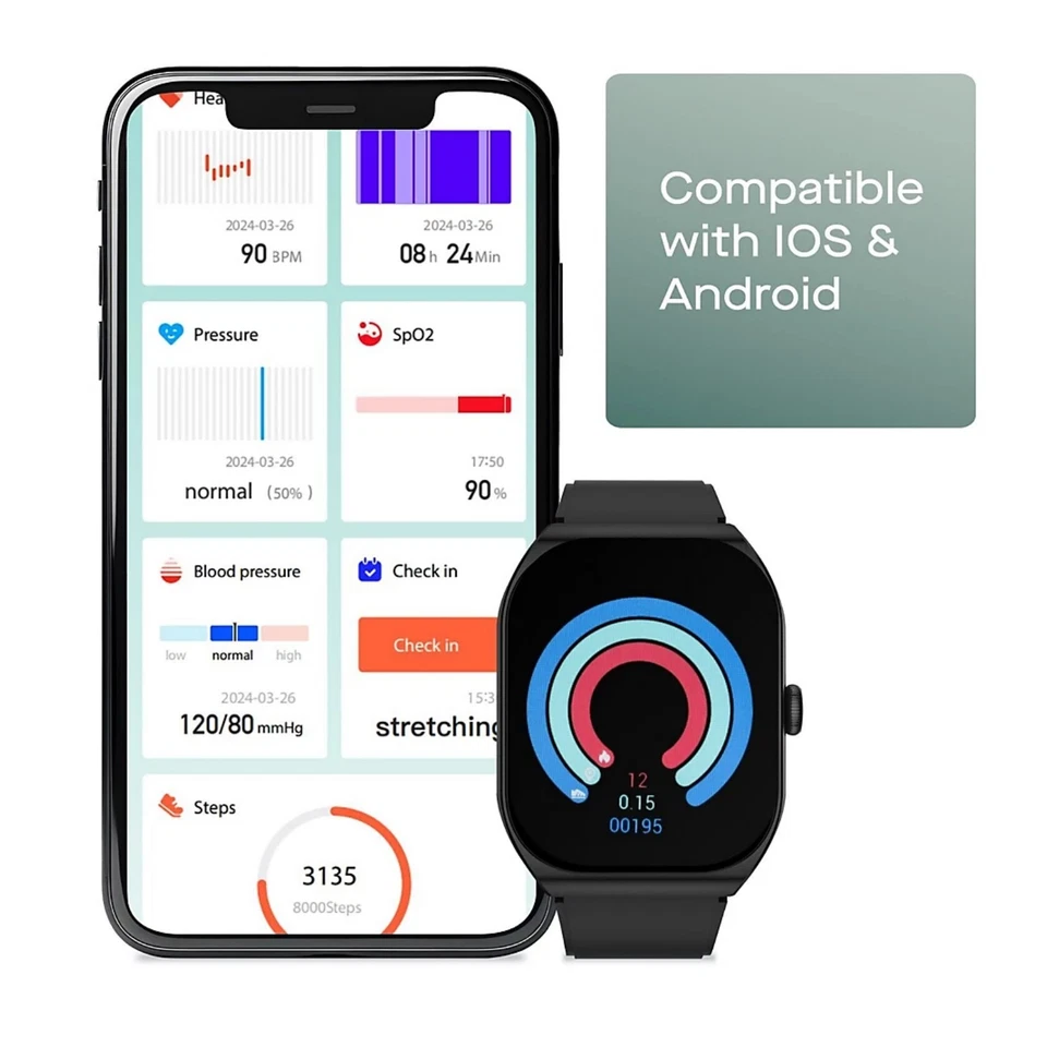Daewoo Active+ Smart Watch Fitness Tracker Heart Rate Monitor Black Voice Calls, photo 3 of 5