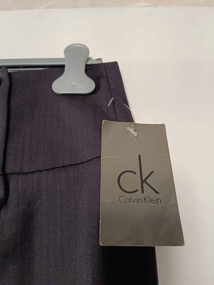 Calvin Klein Jupe Crayon Noir Rayures Taille 42 Doublure Fente Genou - Photo 3/4