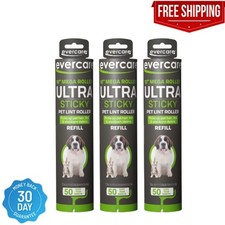 Evercare Mega Lint Roller Refills 150 Sheets 3 Pack Ultra Sticky Pet Hair Rem...