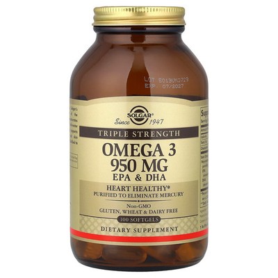 Omega 3, EPA & DHA, Triple Strength, 950 mg, 100 Softgels